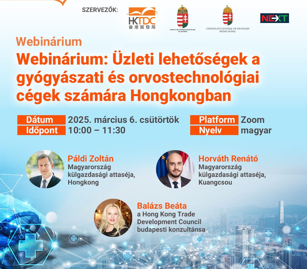 Webinárium: Orvostechnológiai üzleti lehetőségek Hongkongban